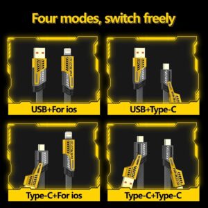 4 In 1 Data Cable – USB-C & Lightning Connectors, Braided Durable Design, Fast Charging (Without Box)